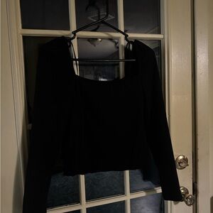 wild fable Black Long Sleeve Square Neck Top